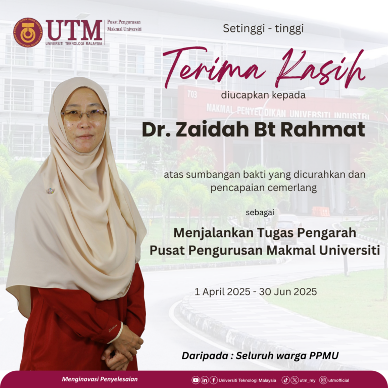 Terima Kasih Dr. Zaidah binti Rahmat | UNIVERSITY LABORATORY MANAGEMENT ...